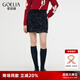 歌莉婭（GOELIA）半身裙女冬季新款絲絨短裙小A包臀裙子1CNR2C100 00B黑色 L