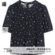 播小眾波點(diǎn)襯衫女商場(chǎng)同款2024夏新款泡泡袖雪紡小衫BDR2HD1149 K43玄黑點(diǎn) S