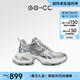 GG-CC【硬核實力派】2024年潮酷百搭老爹鞋女厚底休閑運動鞋子G24U2117 銀色 皮面 37