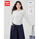 IEF/愛(ài)依服【微胖】大碼女裝2025秋季新款韓版簡(jiǎn)約休閑百搭上衣 白 XL