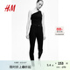 H&M女裝牛仔褲秋季時尚加高腰及踝修身打底長褲1152457 黑色 L 170/88