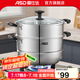 愛仕達（ASD）蒸鍋不銹鋼蒸鍋加厚復底帶蒸籠蒸篦 電磁爐燃氣明火通用 雙層蒸鍋（玻璃蓋） 28cm