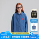 ELLE KIDS童裝 愛(ài)心繡標(biāo)中長(zhǎng)款牛仔襯衫女童春裝全棉休閑舒適外套 牛仔藍(lán) 165 (M)