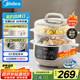美的（Midea）電燉鍋 電燉盅 隔水燉煮 家用煮粥煲湯鍋燕窩燉盅4.5L白瓷內(nèi)膽燉湯鍋上蒸下燉MD-DZC2556多功能鍋