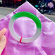 翡翠祥 A貨翡翠手鐲高冰飄花滿(mǎn)綠圓條玻璃種紫羅蘭春彩玉手鐲【尾款】 冰種帝王綠，尾款1000