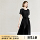 顏域短袖黑色連衣裙女裝2024新款夏裝優(yōu)雅顯瘦中長款圓領(lǐng)波點(diǎn)裙子 黑白點(diǎn) XXL/44