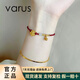 VARUS999足金小桃花黃金手鏈鈴鐺轉(zhuǎn)運(yùn)珠金珠子紅繩編織手繩本命年純金 桃花+鈴鐺+6金珠 金重約1.6g