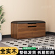 淺梵免安裝家用實(shí)木穿換鞋凳進(jìn)門(mén)口坐凳鞋柜一體入戶(hù)玄關(guān)可坐儲物收納 胡桃色兩層80cm-黑色坐墊