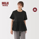 無(wú)印良品（MUJI）女式 泡泡紗 短袖罩衫 t恤上衣打底衫女款內(nèi)搭新品 BC2PDA5A 黑色 S (155/80A)