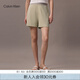Calvin KleinJeans25春夏新款女士簡(jiǎn)約印花ck松緊腰修身針織休閑短褲47AB601 PF0-卡其色 S