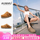 AU&MU2025秋季新款復(fù)古厚底勃肯鞋女款兩穿半拖穆勒鞋男士牛皮涼拖鞋 栗色【真皮】【軟木升級(jí)款】 38