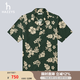 哈吉斯（HAZZYS）男裝 夏款度假襯衣夏威夷風(fēng)印花短袖襯衫男ATCZK1BBK65 綠色GR L (175/96A 48)