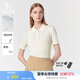 哈吉斯（HAZZYS）女裝 春季女士【PHIZ系列】簡約翻領(lǐng)短袖針織衫女 米黃色OW M (160/84A 38)