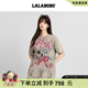 拉拉波波甜美印花短袖t恤女2025新款寬松顯瘦圓領(lǐng)百搭休閑上衣 灰色 M