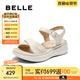 百麗（Belle）寬條帶休閑涼鞋女2025夏季新款商場同款真皮厚底涼鞋D6N2DBL5 米白 37 (235mm)
