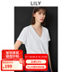 LILY2025春新款女裝簡(jiǎn)約假兩件V領(lǐng)正肩寬松休閑百搭白色短袖T恤 601白色 XL