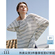 范思藍(lán)恩時尚洋氣百搭寬松休閑條紋長袖T恤女夏季2025新款 藍(lán)白條紋 XS