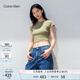 Calvin KleinJeans春夏女士簡(jiǎn)約字母時(shí)尚ck辣妹重磅微彈正肩短袖T恤J221171 L9N-迷迭香綠 M