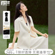 對(duì)白老錢(qián)風(fēng)輕薄西裝套裝裙女2025夏新款短袖外套半身裙通勤兩件套 杏仁米 S