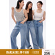 獨(dú)束大碼女裝 梨形/蘋果型【束型褲】2025新款通勤百搭牛仔闊腿褲 牛仔藍(lán)-蘋果型 4XL （尺碼：6）