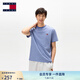 TOMMY JEANS【復(fù)古條紋】25夏季男裝純棉平紋針織刺繡短袖上衣T恤20802 藍(lán)白條紋0BA L （推薦：150-165斤）