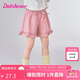 笛莎童裝女童褲子2025夏季小女孩可愛舒適牛仔毛圈短褲 蜜桃粉 110