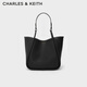 CHARLES&KEITH大容量子母單肩包托特包包女包女士生日禮物CK2-30781483 Black黑色 XL