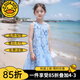 G.DUCKKIDS美人魚公主裙女童連衣裙夏季24新款兒童服裝背心愛莎裙子洋氣夏裝 藍色 160 建議150-160cm12-13歲