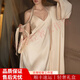 FENTENGG輕奢品牌真絲睡衣女夏季性感睡袍兩件套裝吊帶睡裙桑蠶絲家居服 香檳色 吊帶+睡袍 L