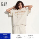 GAP女裝夏季洋氣貼布繡logo美式短袖寬松運(yùn)動(dòng)連帽衛(wèi)衣520594
