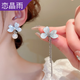 戀晶雨耳環(huán)2025感輕奢氣質(zhì)夸張耳飾女黑色耳釘小眾獨特耳墜 藍色不對稱珍珠耳釘