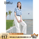 百圖betu女裝2025夏季新款襯衫萊賽爾天絲涼感牛仔短袖上衣女2505X17 牛仔色 M