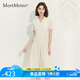 MeetMetro瑪依爾西裝短袖連衣裙女2025夏季新款通勤高腰修身A字裙 淺杏【現(xiàn)貨閃電發(fā)】 S