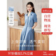 茵曼（INMAN）時(shí)尚復(fù)古連衣裙女夏季翻領(lǐng)寬松A字燈籠袖長裙 牛仔藍(lán)-新 M