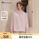 Champion冠軍加絨連帽衛(wèi)衣女草寫(xiě)印花潮牌休閑粉色 淺粉色 XL 