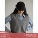 旅途原品（ltyp）馬甲女經(jīng)典百搭羊毛V領(lǐng)背心秋季顯瘦黑色針織馬甲-知己 巴黎灰 - 現(xiàn)貨 L-XL(170cm)