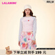 拉拉波波春季新品甜辣短款抽繩長(cháng)袖T恤女拼色減齡學(xué)生上衣LBDA-WSDT44 粉色 M