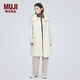 無印良品（MUJI）女式羊毛混牛角扣大衣長款連帽毛呢呢子外套秋冬季外衣女裝 米白色 M (160/84A)