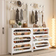 家用鋼制鞋柜衣帽架一體靠墻多層入戶(hù)玄關(guān)鐵皮鞋架門(mén)口落地防塵柜 優(yōu)選加厚板材全新升級