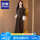 羅蒙（ROMON）長袖連衣裙秋冬2025新款中長款高端時尚氣質(zhì)優(yōu)雅顯瘦減齡純色裙子 咖色- M