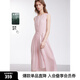ELLE粉色浪漫圓領(lǐng)背心裙2025夏季新款抽褶不規(guī)則設(shè)計感小眾波浪裙 粉色 L
