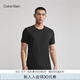 Calvin Klein內(nèi)衣【七夕禮物】夏季男士兩件裝ck休閑圓領(lǐng)打底家居短袖NB1088 001-太空黑 M