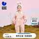 迷你巴拉抗菌棉服連體衣德絨男女童遠紅外發(fā)熱小翻領秋冬 粉紅60049 66cm