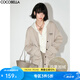 COCOBELLA休閑風加絨字母開衫外套松弛感穿搭銀狐絨棒球服SC67 米灰 L