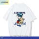 Lee dprre2025夏季新款純棉短袖男潮牌體恤寬松情侶短袖t恤男休閑潮流上衣 白色 L 110-125斤左右
