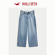 HOLLISTER25春夏新款美式vibe甜辣翻腰闊腿牛仔褲女裝KI355-5408 中間色 26 160/66A 2標(biāo)準(zhǔn)版