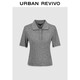 UR2025秋季新款女裝格雷系Polo領(lǐng)撞色短款短袖T恤UWM450127