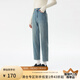范思藍(lán)恩復(fù)古簡(jiǎn)約顯瘦窄版高腰牛仔褲女秋冬2024新款百搭14494 牛仔藍(lán) S
