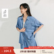 茵曼（INMAN）100%萊賽爾涼感法式牛仔襯衫2025夏季女裝新款寬松短袖襯衣 牛仔藍(lán) XL