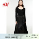 H&M女裝連衣裙2025年秋季新款燈籠裙擺禮服裙1270121 黑色 165/96 M